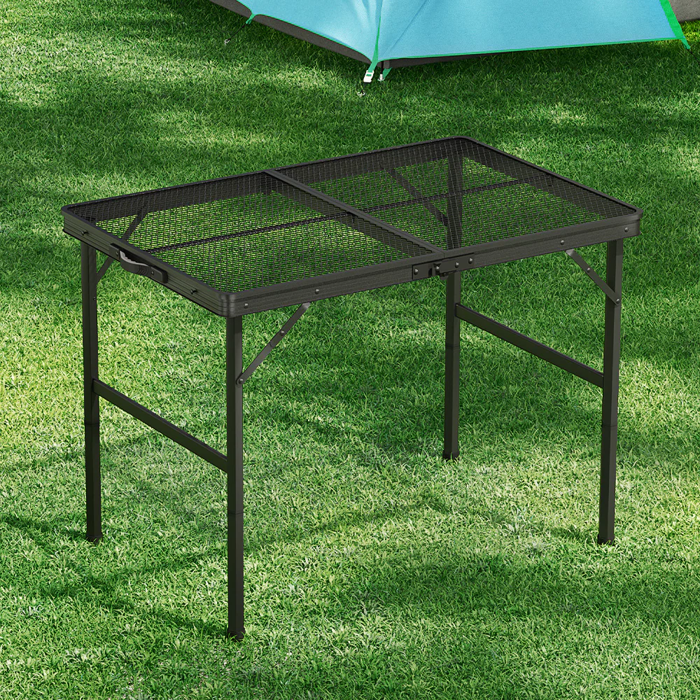 Folding Camping Table 90cm Portable Outdoor Picnic BBQ Aluminium Desk - Nurns