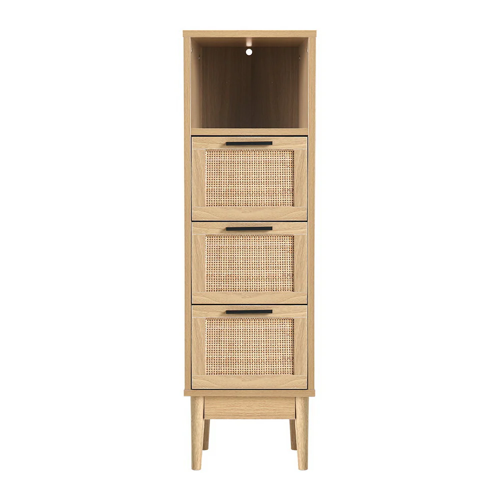 Artiss 3 Chest of Drawers with Shelf - Oak - Nurns