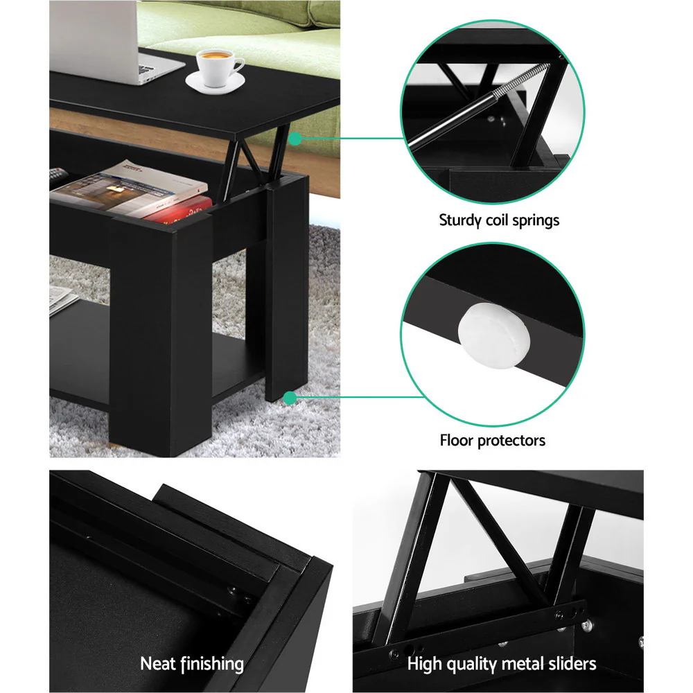 Icarion Coffee Table Lift-top - Black - Nurns