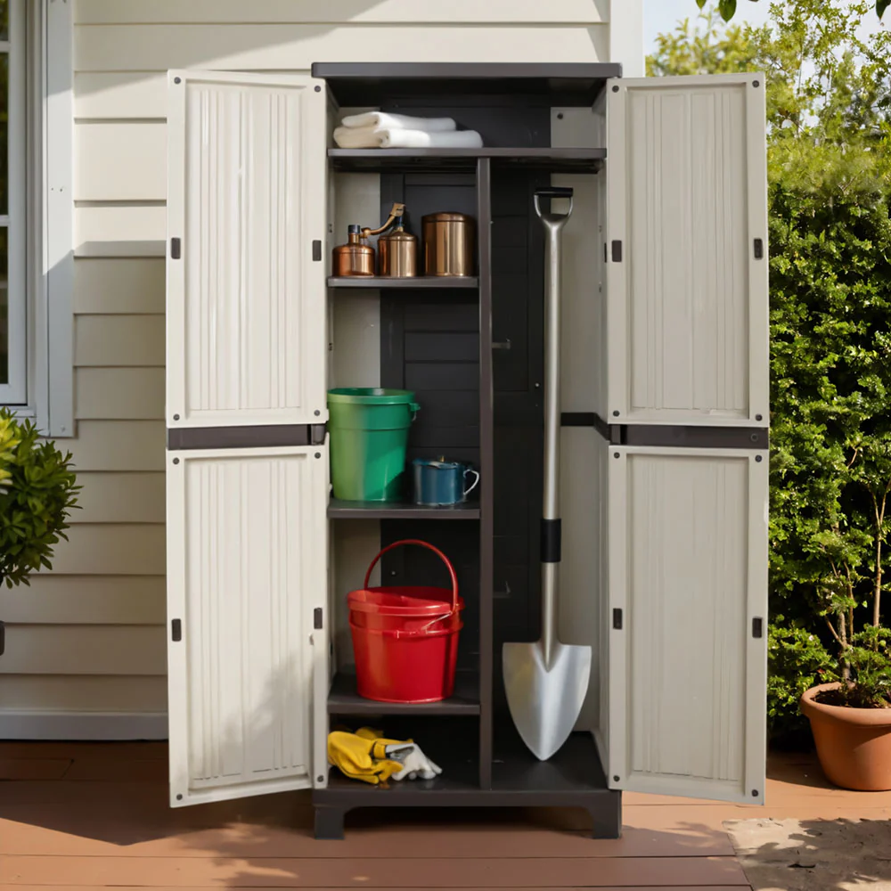 Outdoor Storage Cabinet Lockable Cupboard Garage 173cm - Nurns