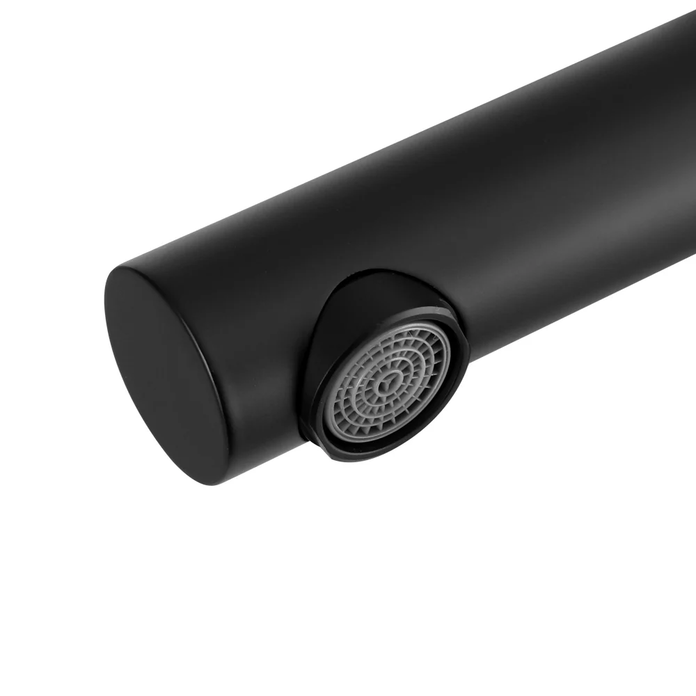 Bathroom Mixer Spout Wall Bath Tap Round Swivel Bathtub Black - Nurns