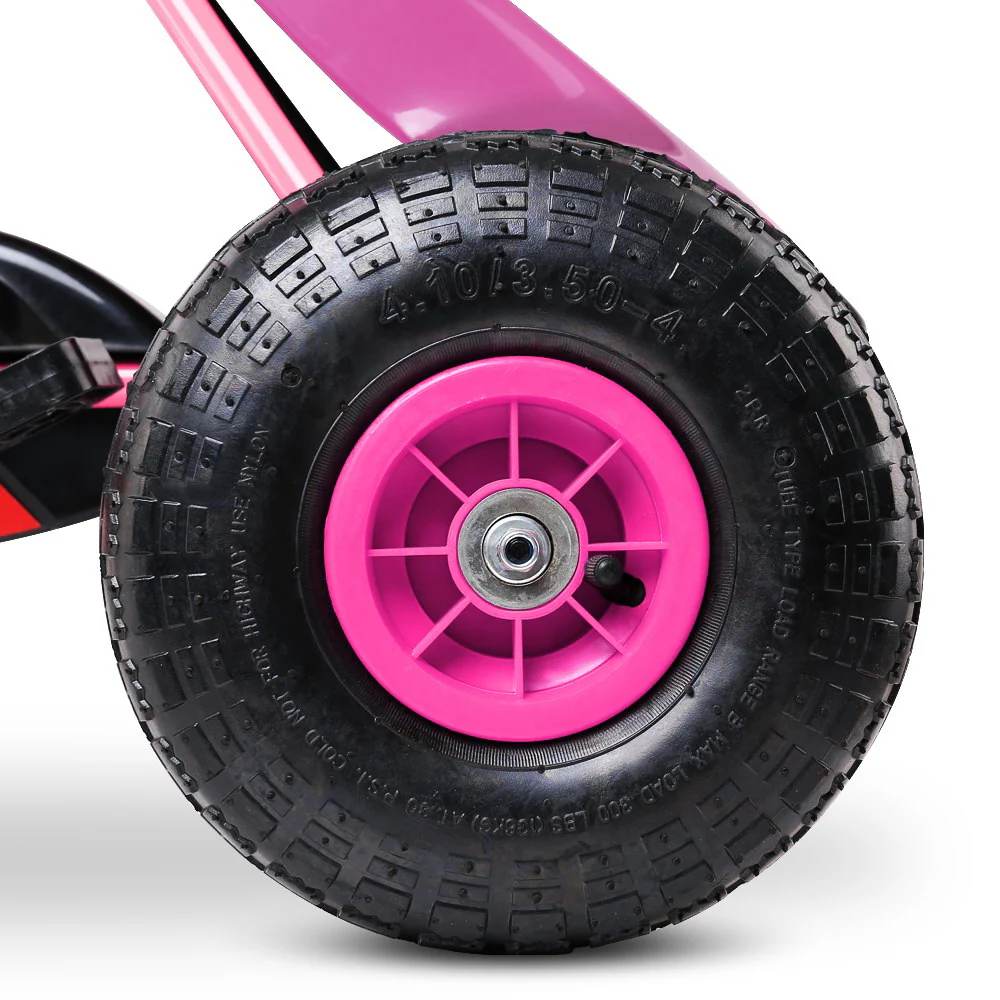 Kids Pedal Go Kart Car Ride On Toys Racing Bike Rubber Tyre Adjustable Seat - Pink - Nurns