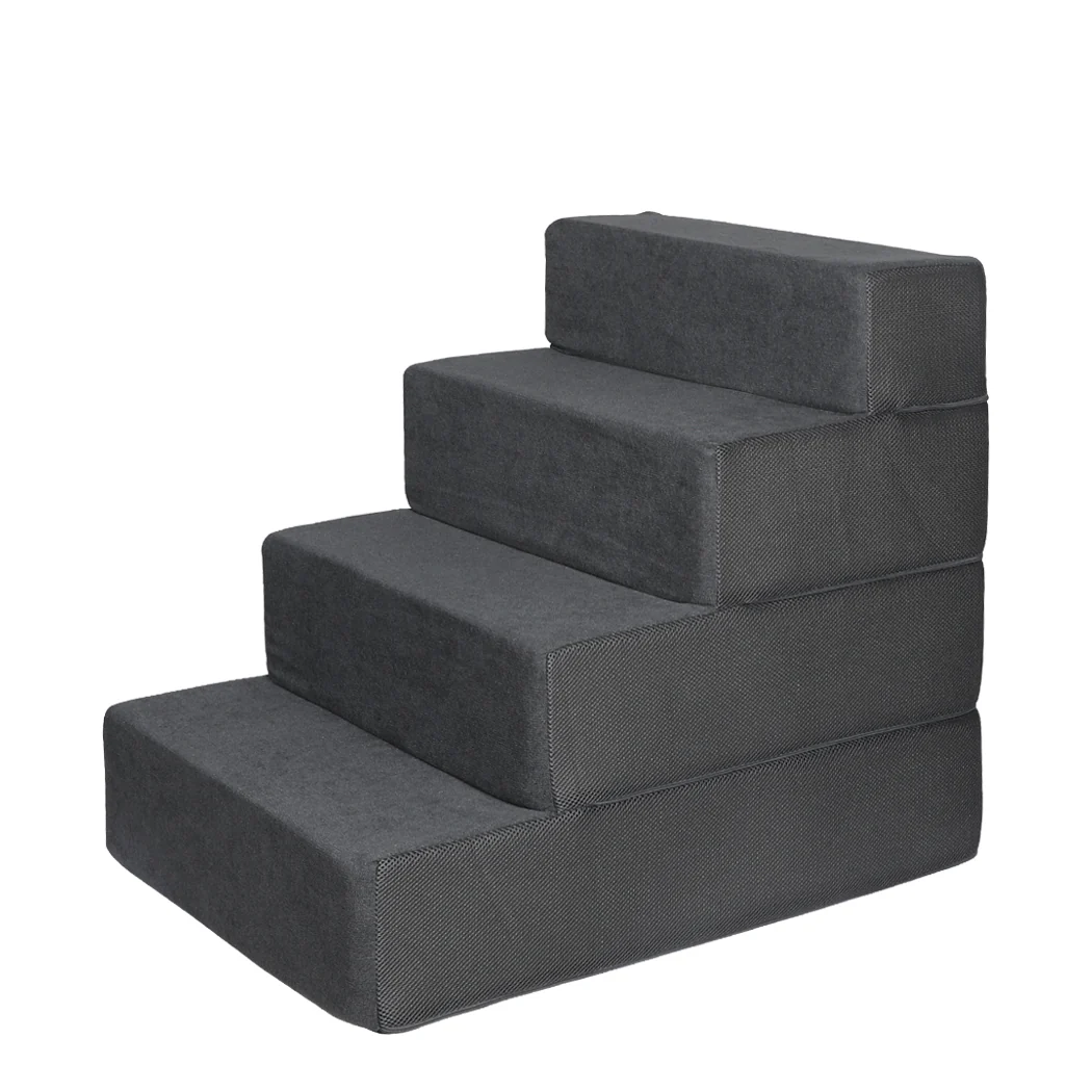 Pet Stairs 4 Step Ramp Portable Adjustable Climbing Ladder Soft Washable - Nurns