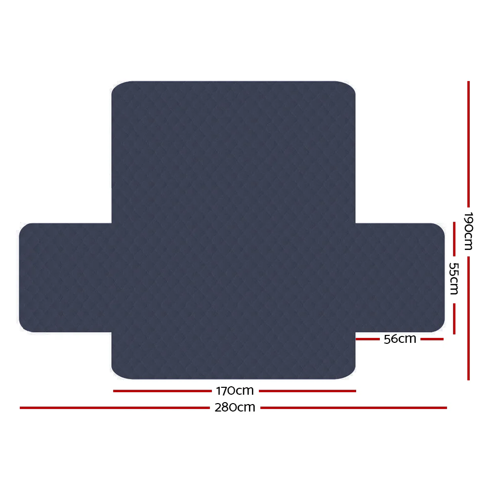 Sofa Cover Quilted Couch Covers Lounge Protector Slipcovers 3 Seater Dark Grey - Nurns