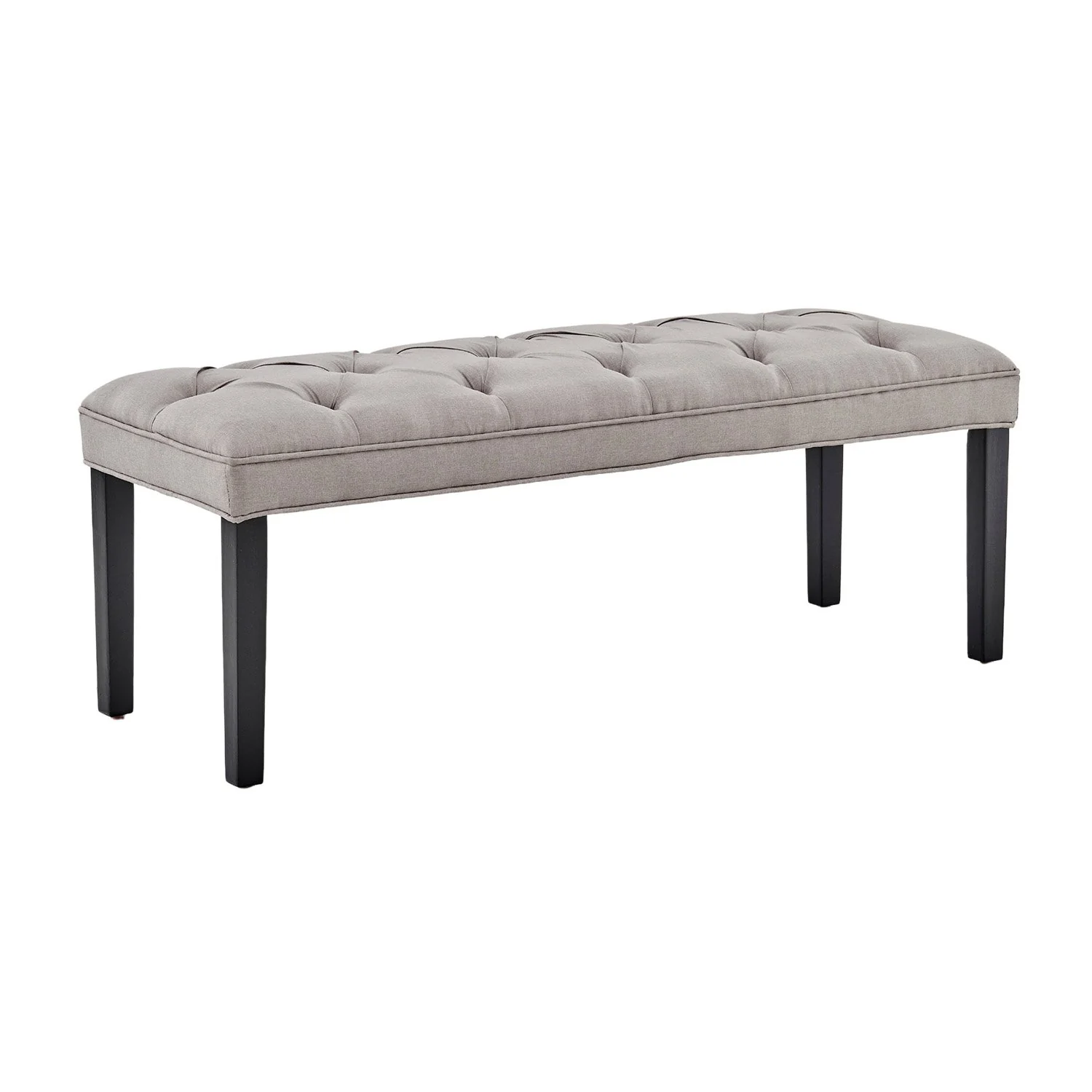 Button-tufted Upholstered Bench With Tapered Legs By - Light Grey - Nurns