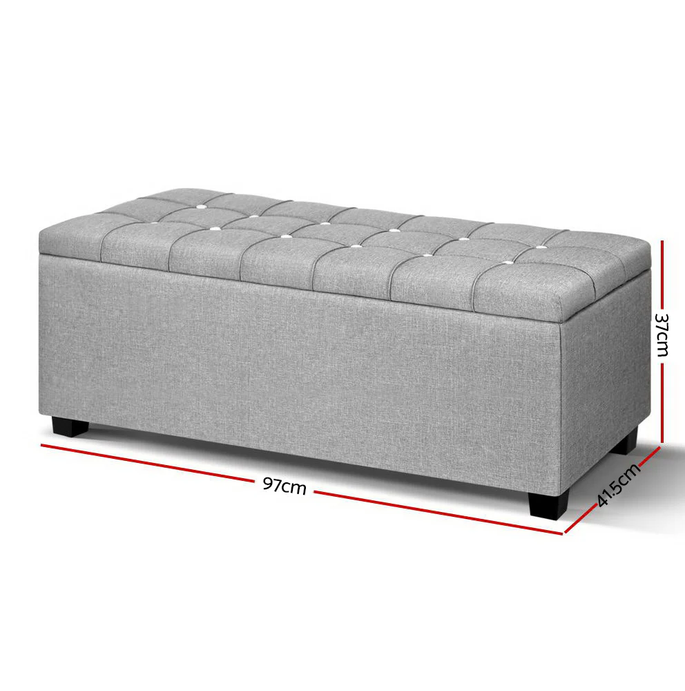 Storage Ottoman Footstool Blanket Box Foot Stool Bench Toy Seat Grey - Nurns