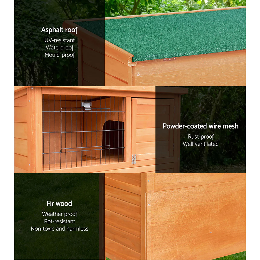 Rabbit Hutch Hutches Large Metal Run Wooden Cage Chicken Coop Guinea Pig - Nurns