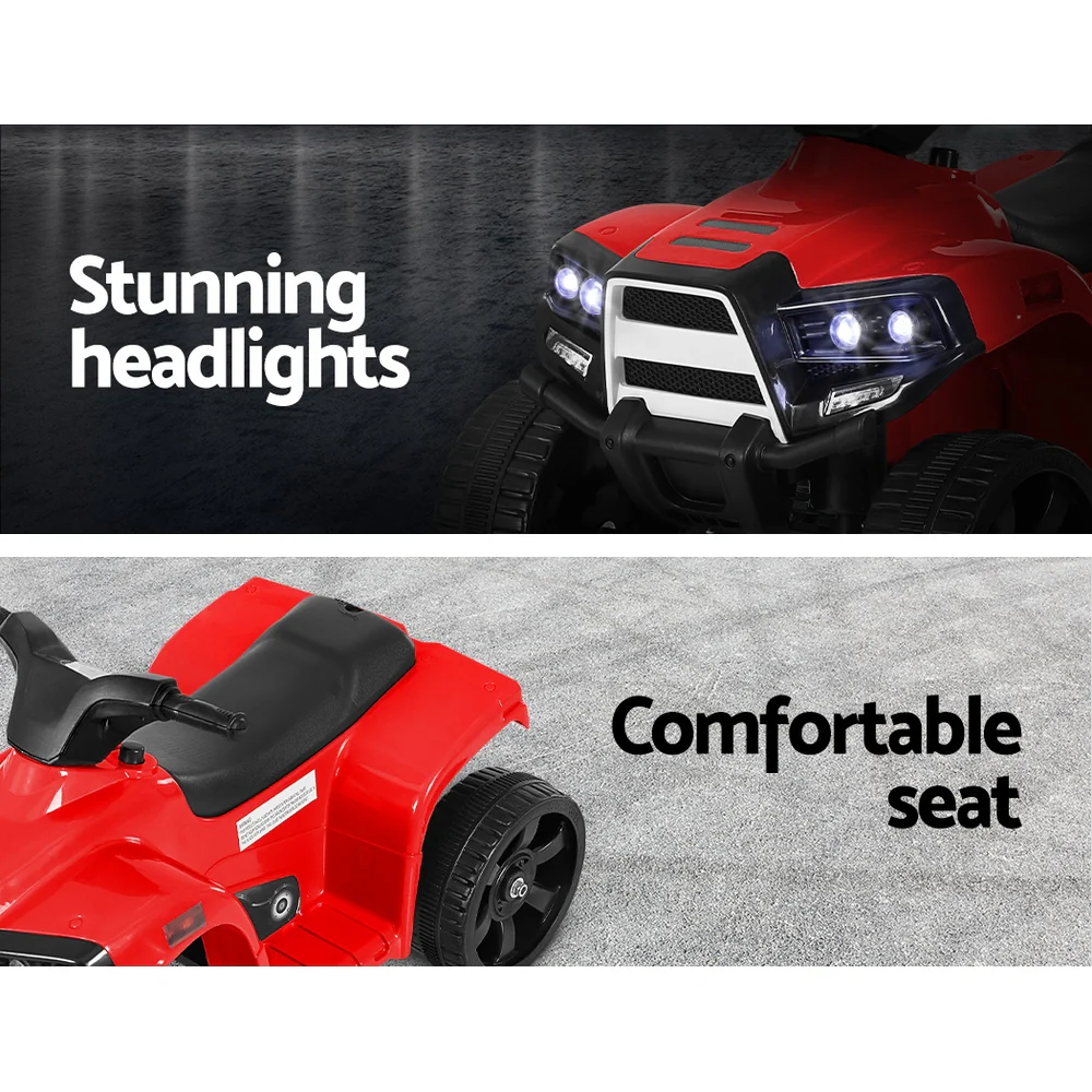 Kids Ride On ATV Quad Motorbike Car 4 Wheeler Electric Toys Battery - Red - Nurns