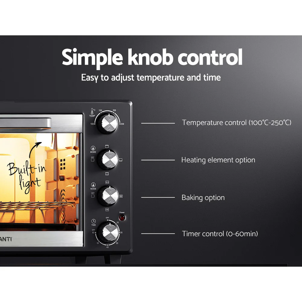 Devanti 60L Convection Oven Electric Fryer Ovens 2000W - Nurns