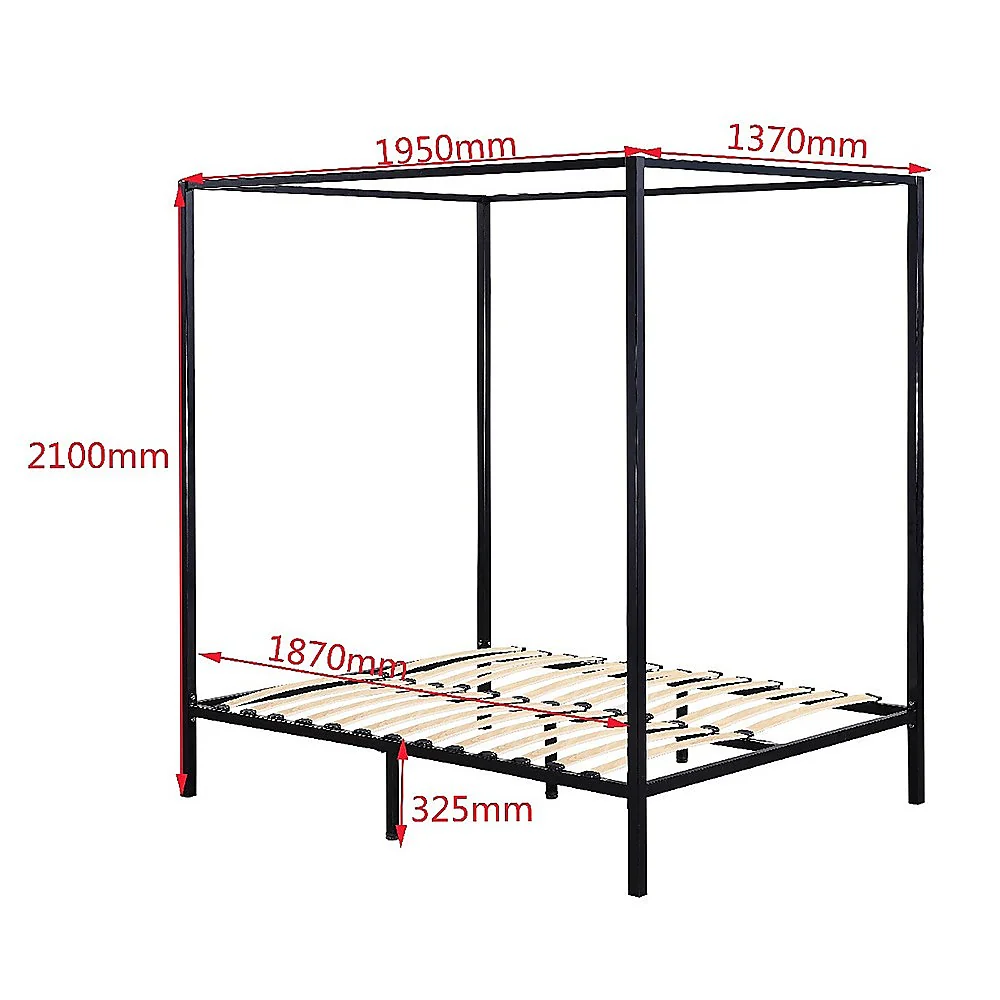 Lilian Four Poster Bed Frame - Black Double - Nurns