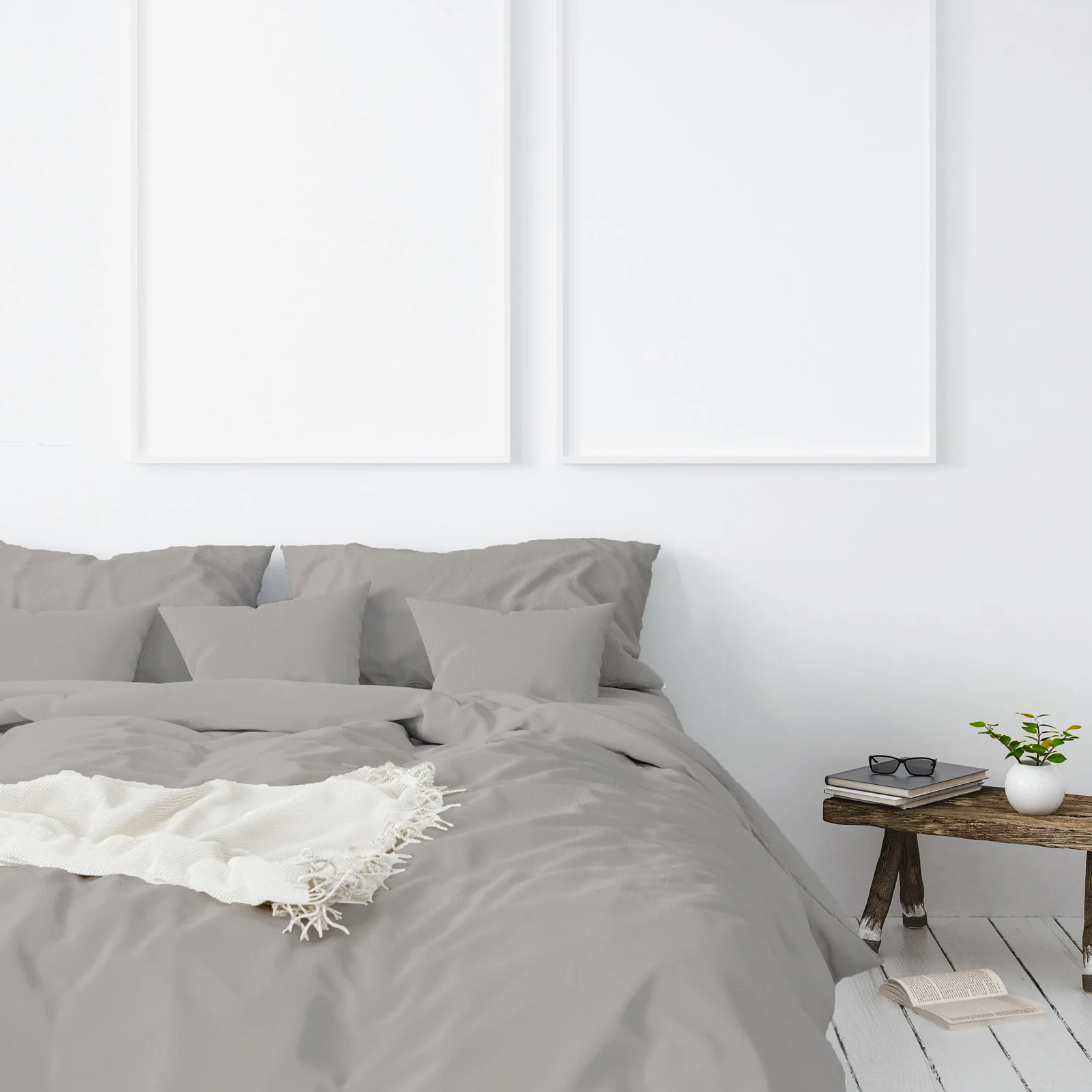 KING 1000TC Hotel Grade Bamboo Cotton Quilt Cover Pillowcases Set - Grey - Nurns