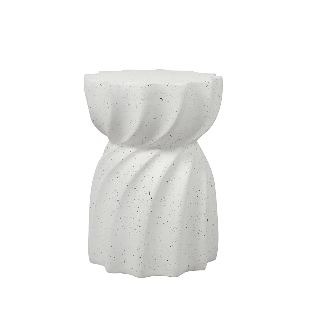 Ichabod Side Table End Terrazzo Hourglass - White - Nurns