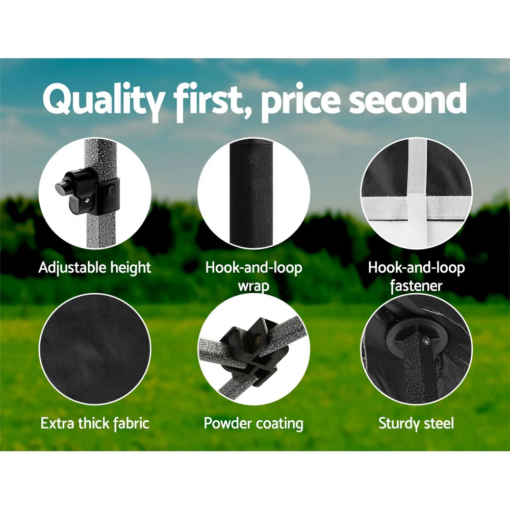 Instahut Gazebo Pop Up Marquee 3x6 Folding Tent Wedding 500D Camping Black - Nurns