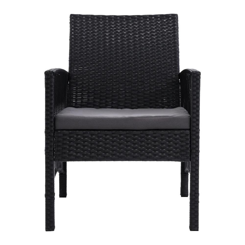 Mitchell Set of 2 Outdoor Dining Chairs Patio Furniture Wicker Lounge Chair Garden - Black - Nurns