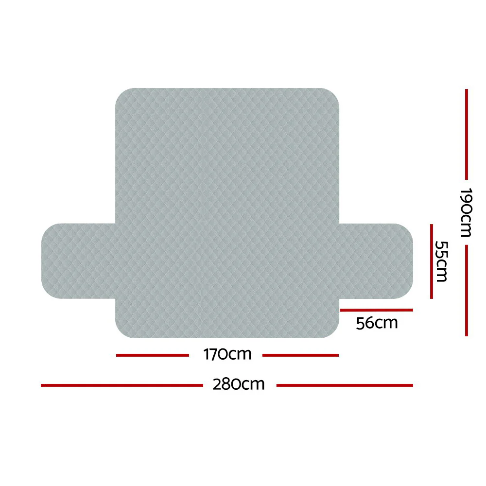 Sofa Cover Quilted Couch Covers 100% Water Resistant 3-Seater Grey - Nurns