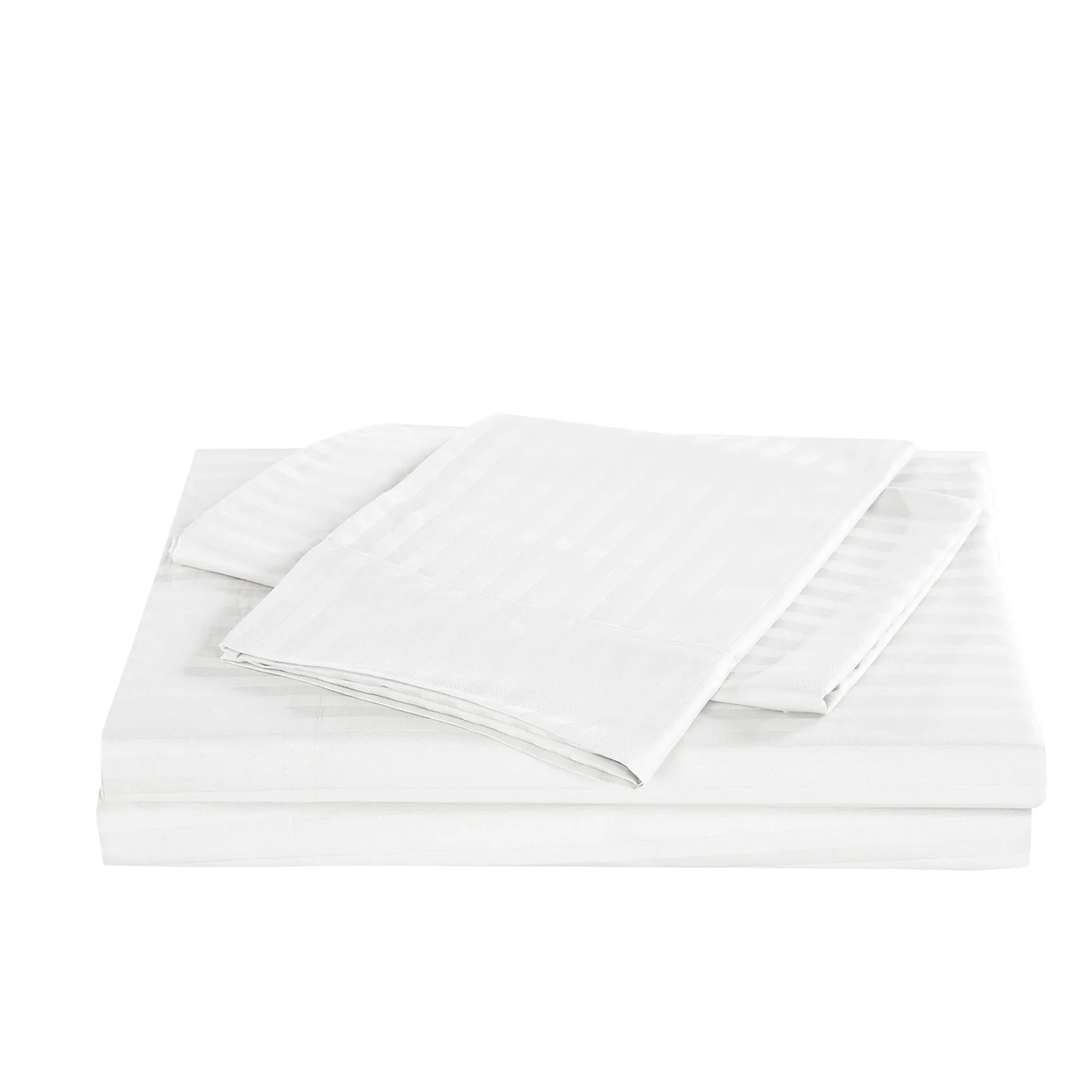 Double Kensington 1200TC Cotton Sheet Set Stripe - White - Nurns