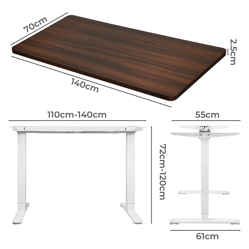 Levede Motorised Standing Desk Adjustable 140cm Walnut 1000x 1mm - Nurns
