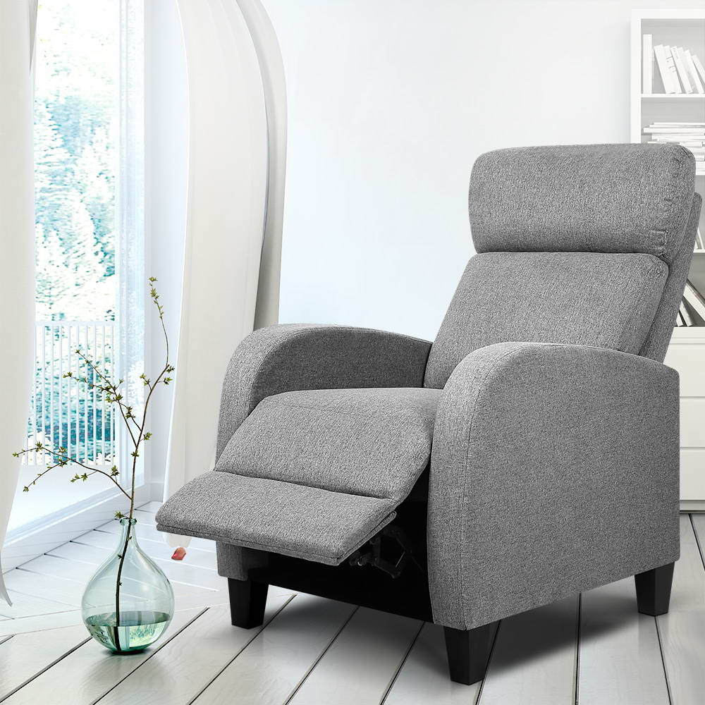 Indira Fabric Reclining Armchair - Grey - Nurns