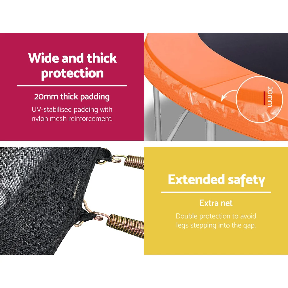 Everfit Trampoline for Kids 10FT with Ladder Enclosure Safety Net Rebounder Orange - Nurns