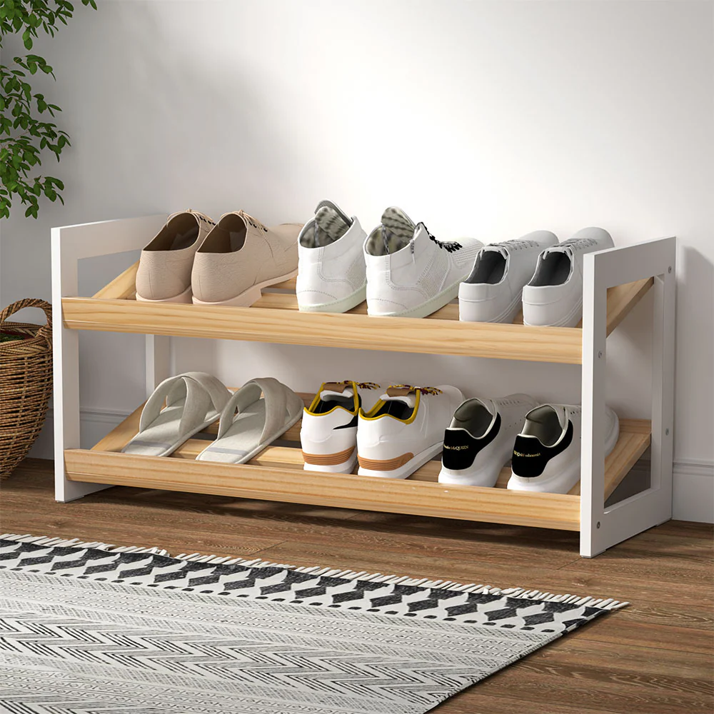 Artiss Shoe Rack 2 Tier 6 Pairs White Kara - Nurns