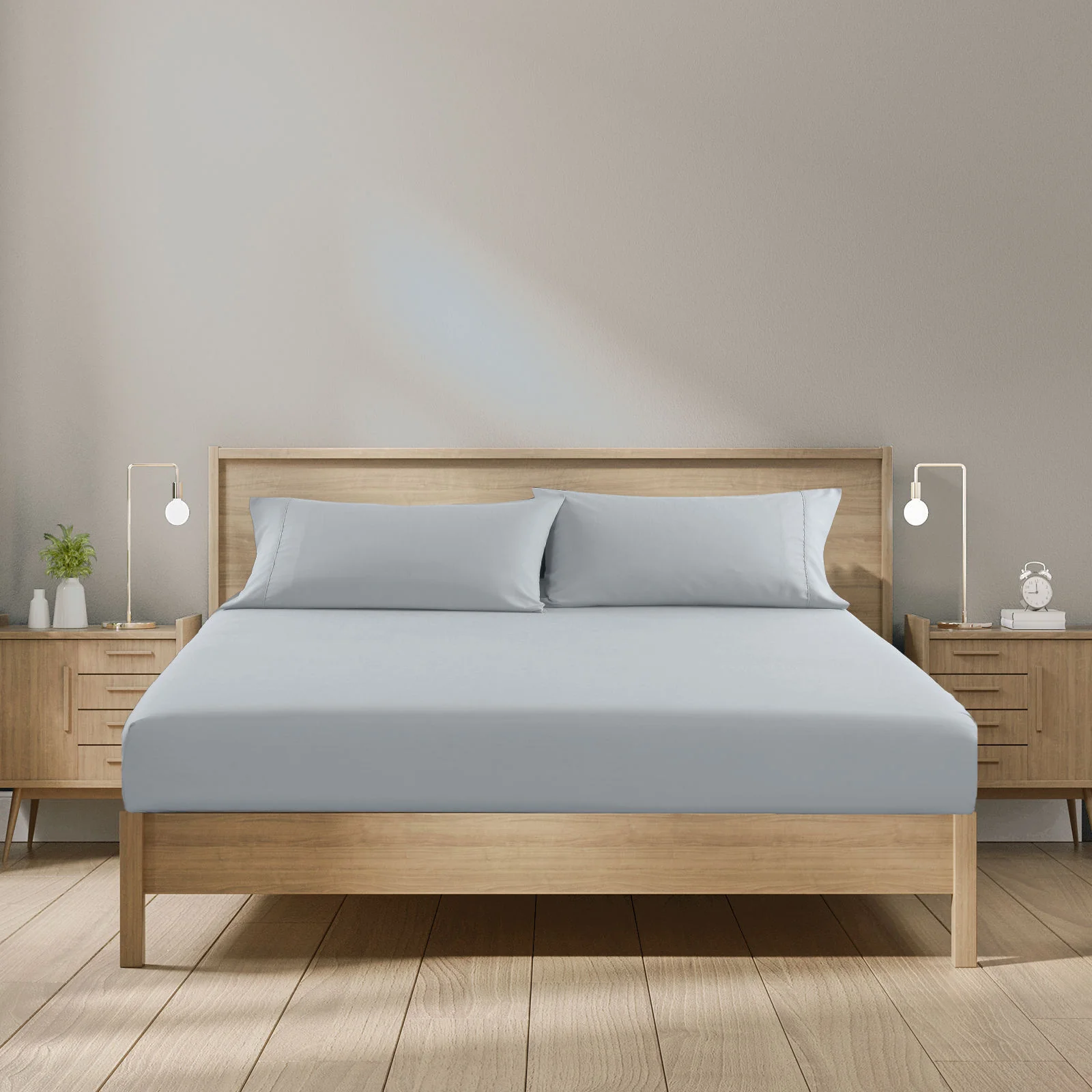 Double Royal Comfort 1500TC Cotton Rich Fitted Sheet 3pc Set - Indigo - Nurns