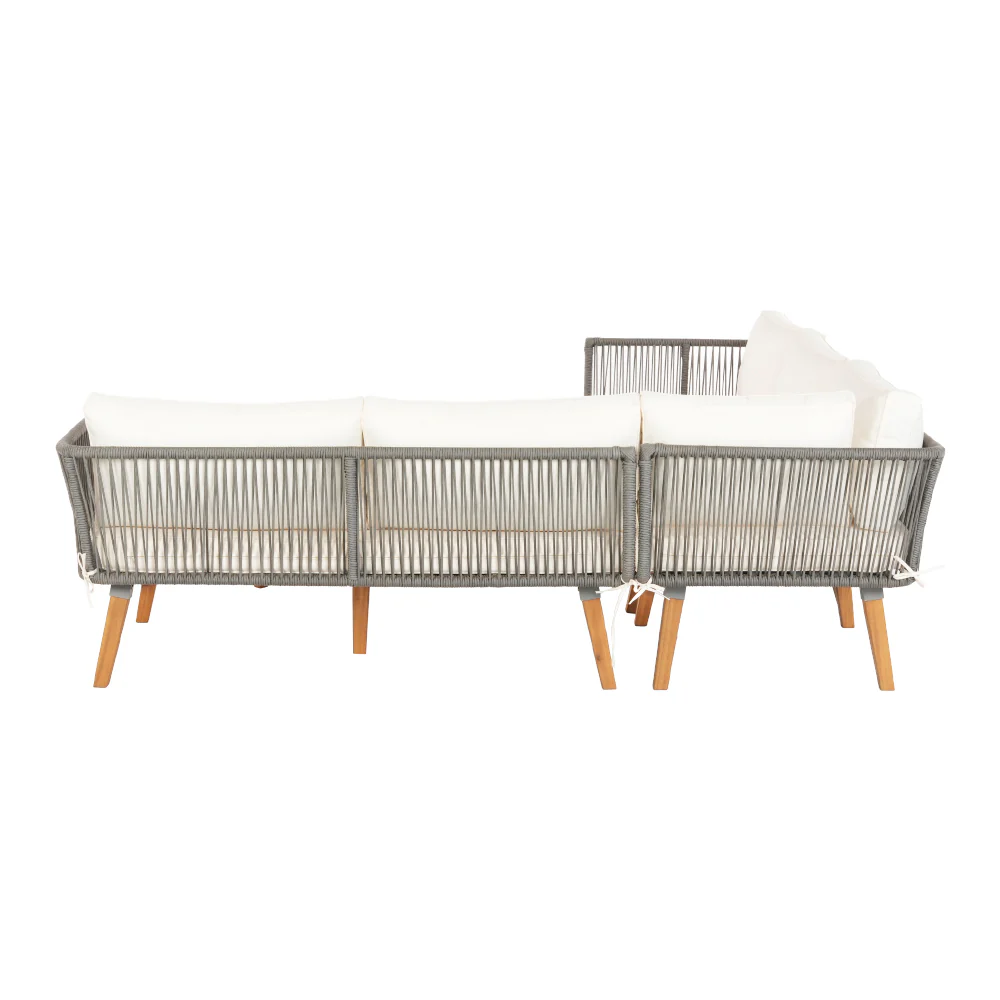 Gibson 5-Seater Modular Aluminium Wooden 4-Piece Outdoor Sofa - White - Nurns