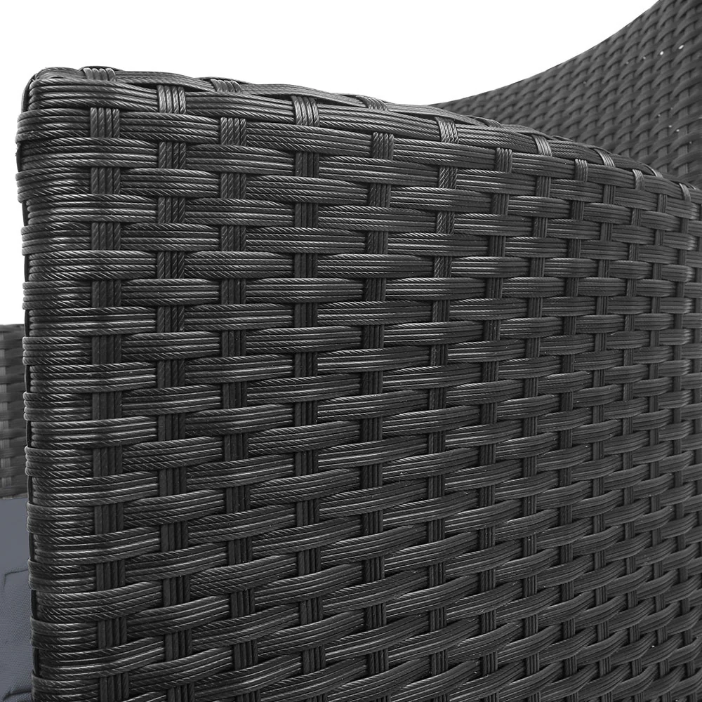 Noah 2-Seater Wicker Furniture 3-Piece Outdoor Setting - Black - Nurns