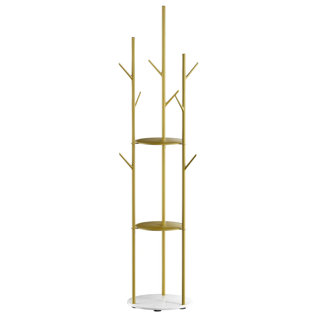 Coat Rack Clothes Stand 8 Hook Organizer - Gold - Nurns