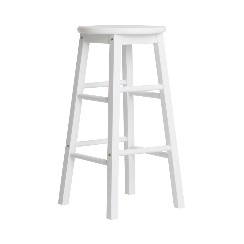 Set of 2 Lucerne Beech Wood Backless Bar Stools - White - Nurns