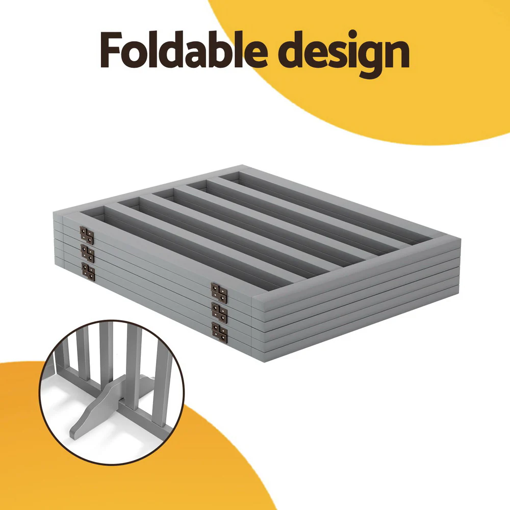 Dog Playpen Enclosure 6 Panel Pet Fence Wooden Play Pen - Nurns