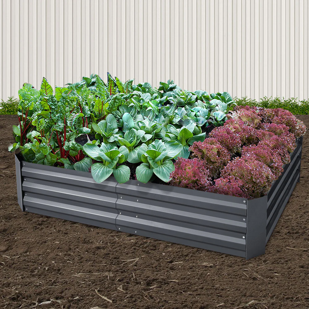 Set of 2 Garden Bed 150x90cm Planter Box Raised Container Galvanised Herb - Nurns