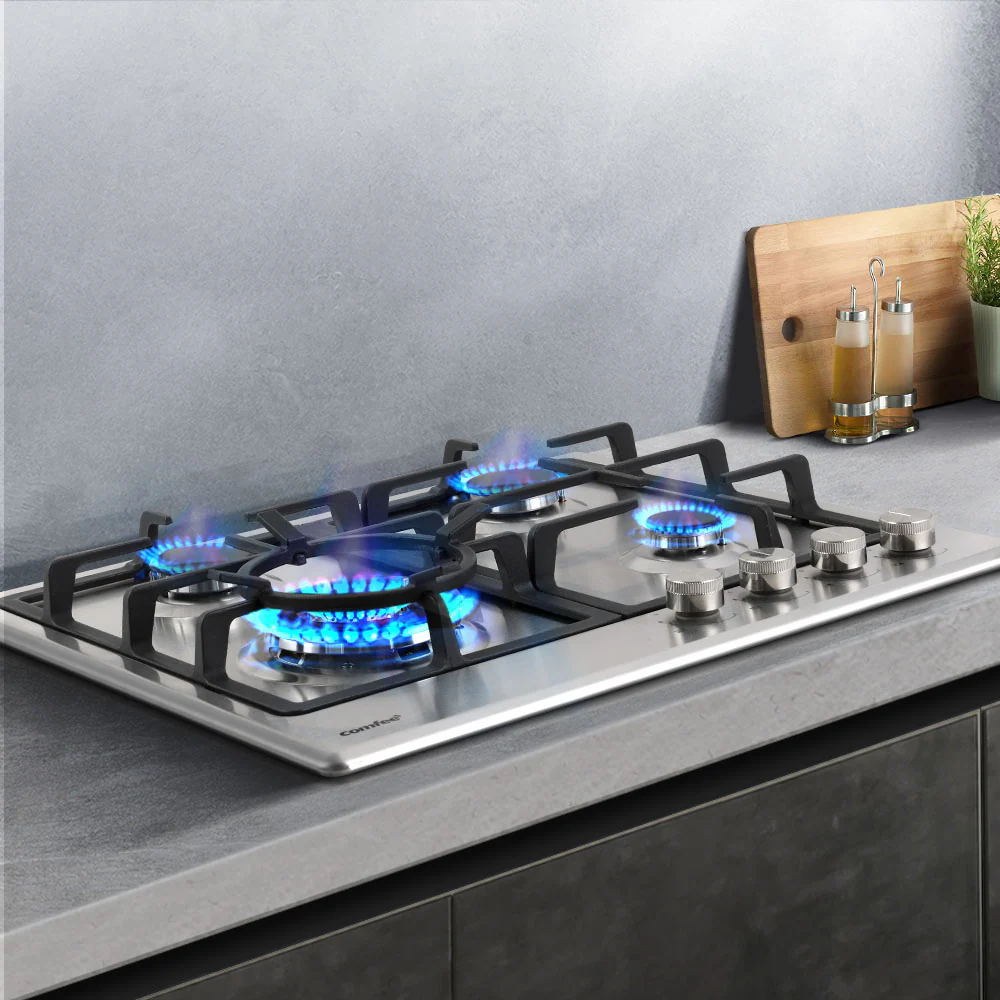 Comfee 60cm Gas Cooktop Stainless Steel 4 Burners Kitchen Stove Cook Top NG LPG - Nurns