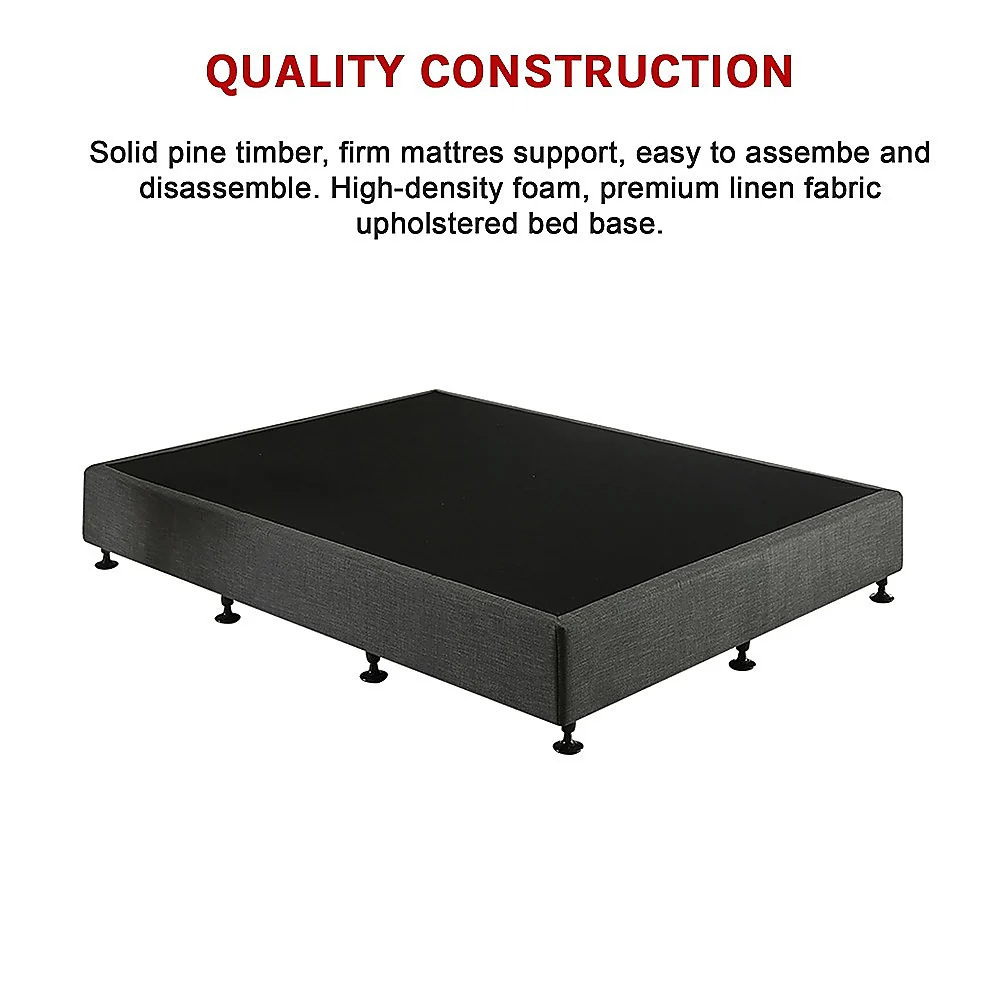 Aisha Ensemble Bed Base Linen Fabric - Graphite King Single - Nurns