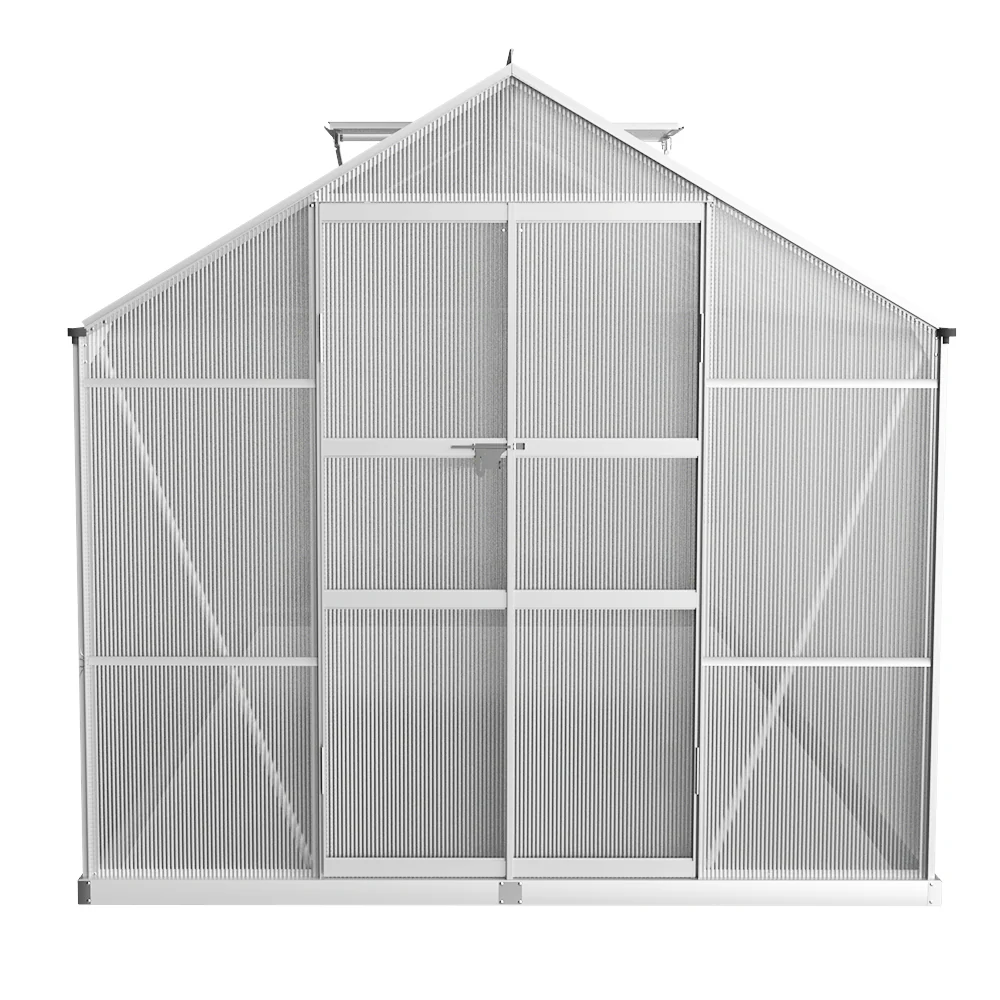 Greenfingers Greenhouse 4.1x2.5x2.26M Double Doors Aluminium Green House Garden Shed - Nurns