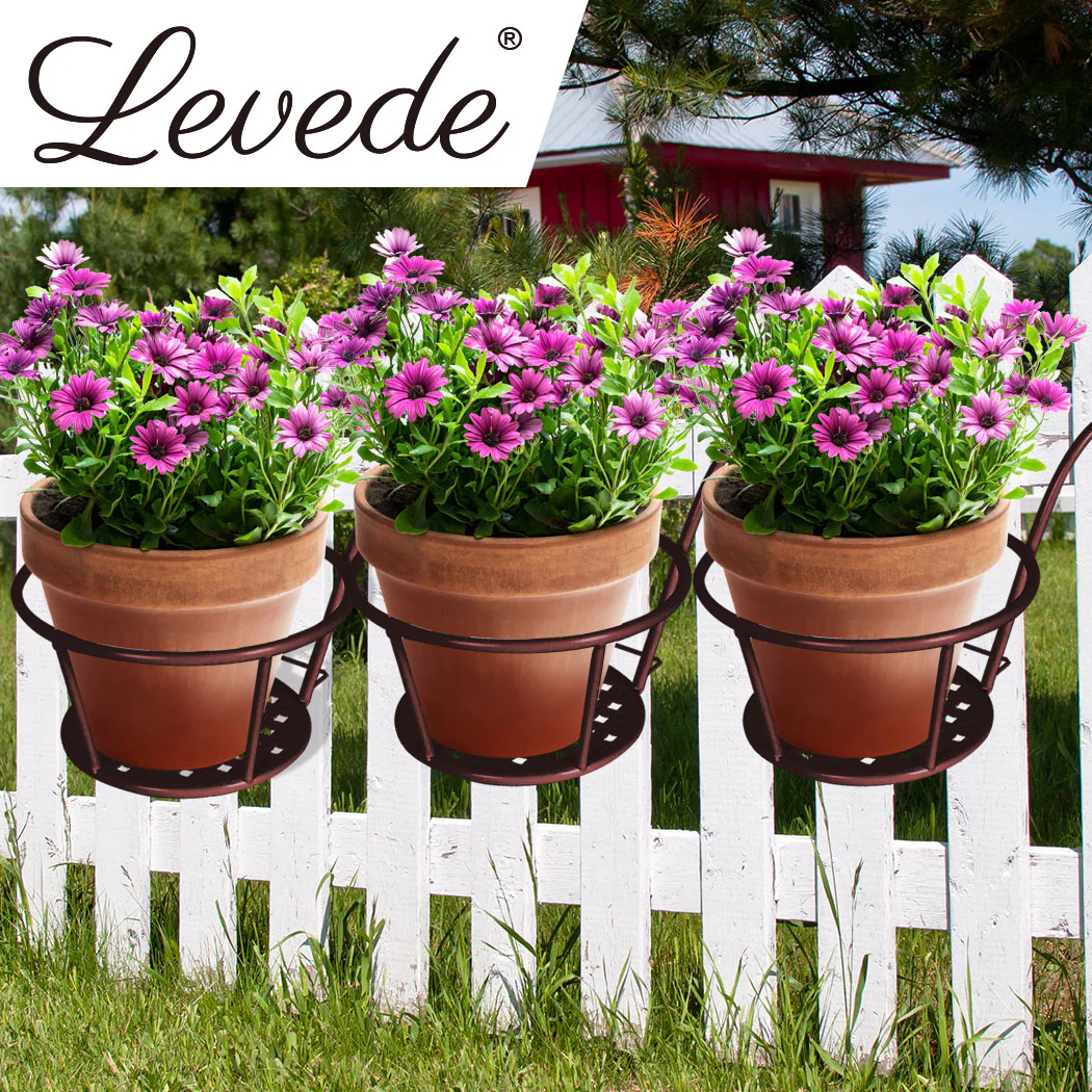 Set of 3 Plant Stand flower Plant Garden Wall Storage Holder Hanging Pot Basket - Nurns
