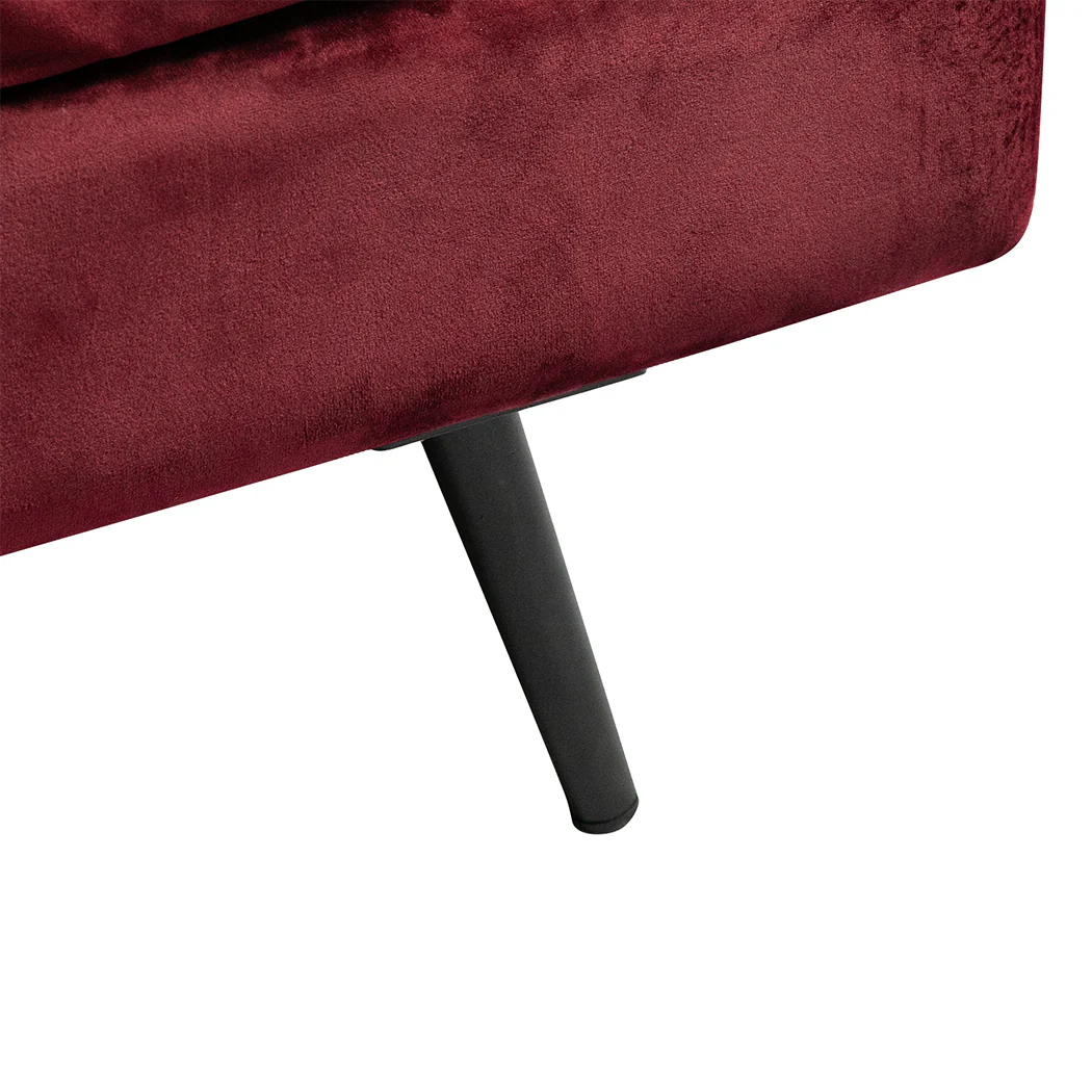 Maylee 3-Seater Velvet Sofa Armchair Couch 210cm Wide - Red - Nurns