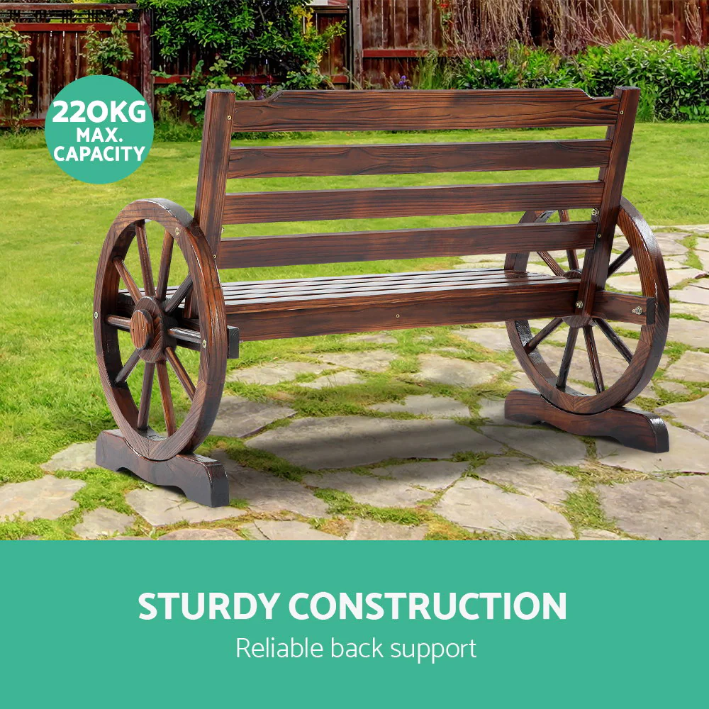 Celestia Wooden Wagon Wheel Bench - Brown - Nurns