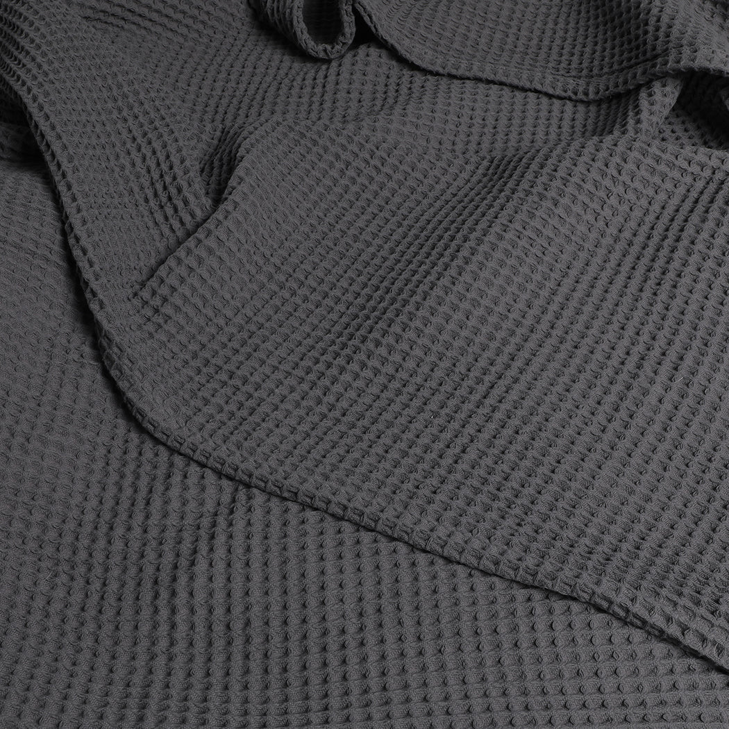 Webster Throw Soft Blanket Cotton Waffle Warm Large Sofa Bed Rugs Queen - Dark Grey - Nurns