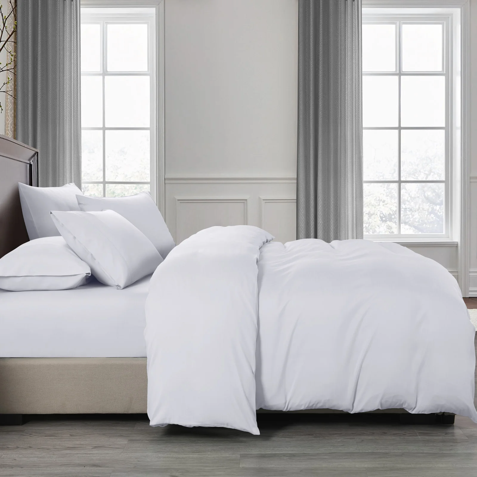 DOUBLE 2000TC Bamboo Cooling Quilt Cover Set - White - Nurns