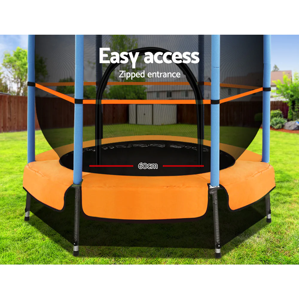 Everfit Trampoline for Kids 4.5FT with Enclosure Safety Net Rebounder Gift Orange - Nurns