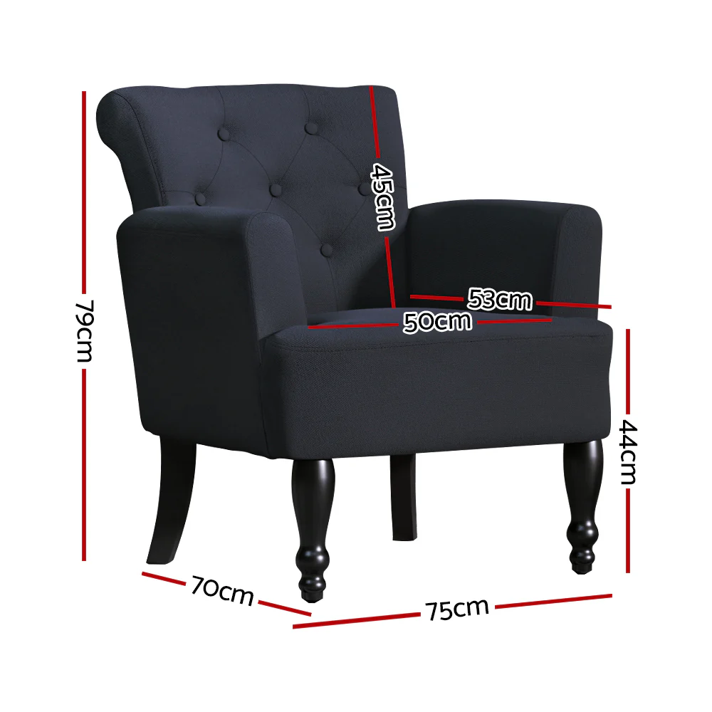 Maddy French Lorraine Chair Retro Wing - Black - Nurns
