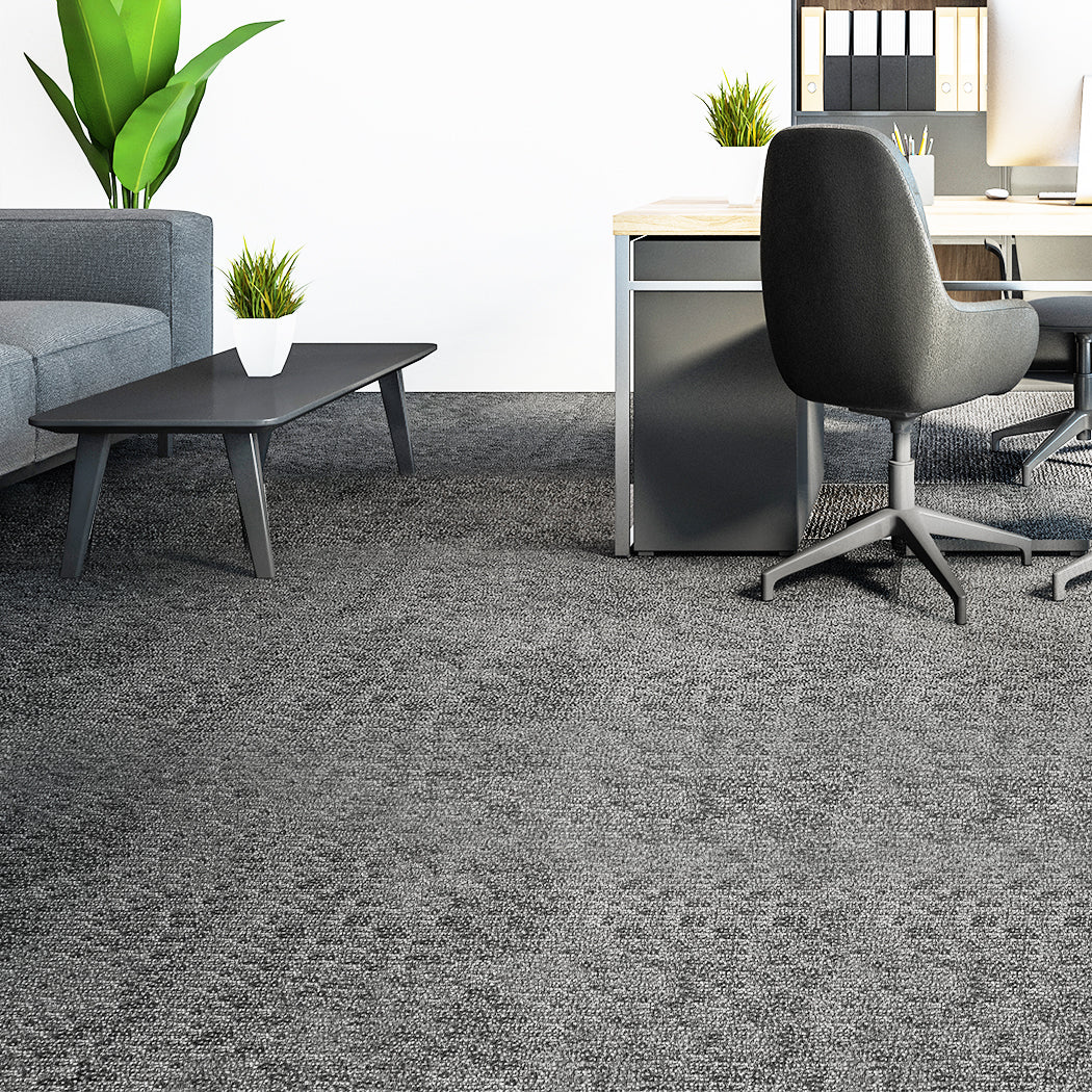 Roxine Set of 20 50x50 Carpet Tiles Box Heavy Commercial Retail Office Premium Flooring - Grey - Nurns