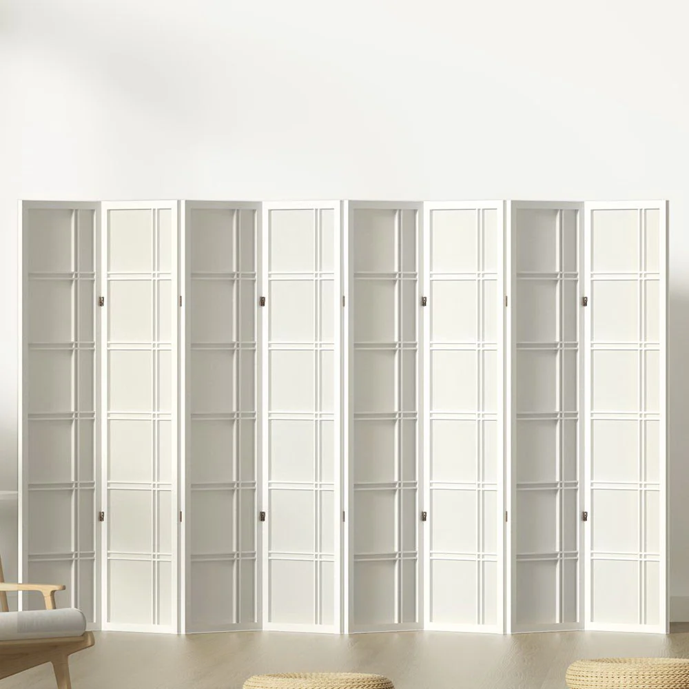 8 Panel Room Divider Screen 353x179cm - White - Nurns