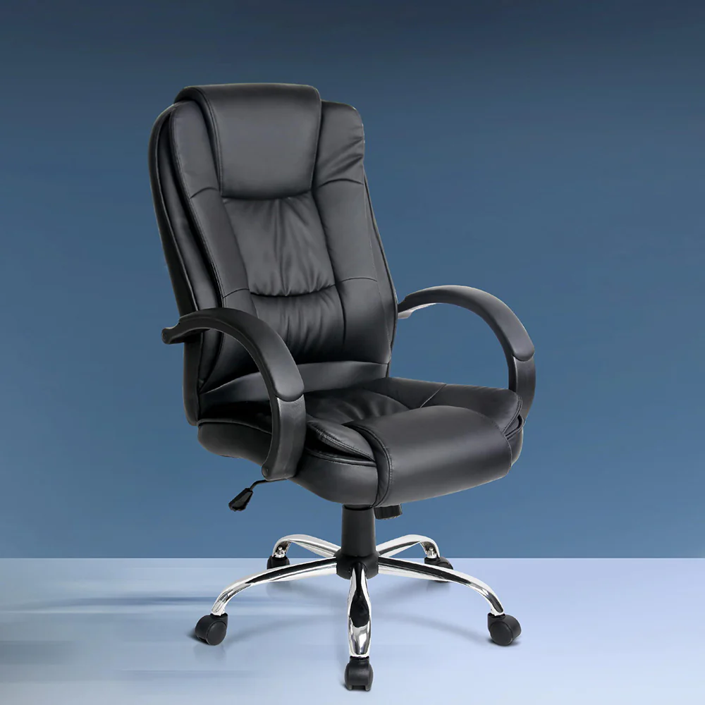Artiss Executive Office Chair Leather Tilt Black - Nurns