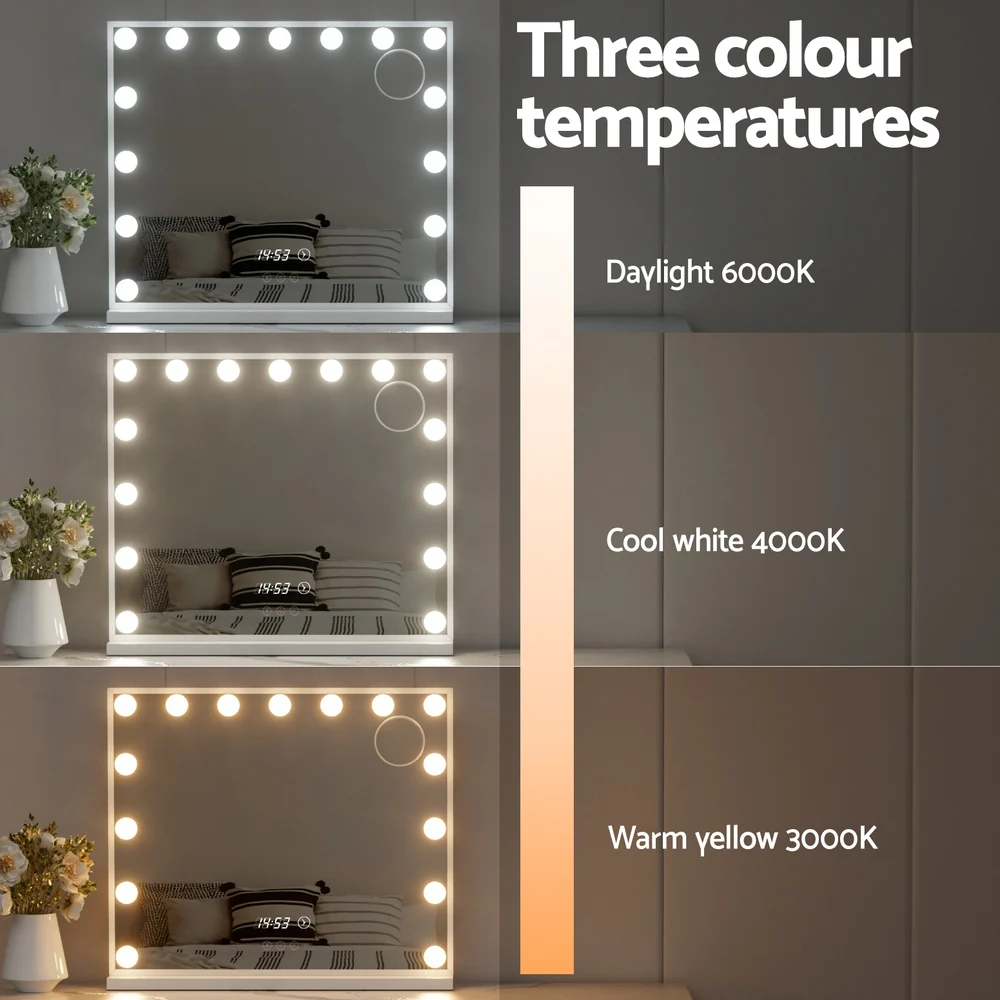 Makeup Mirror Hollywood 60x52cm 15 LED Time - Nurns