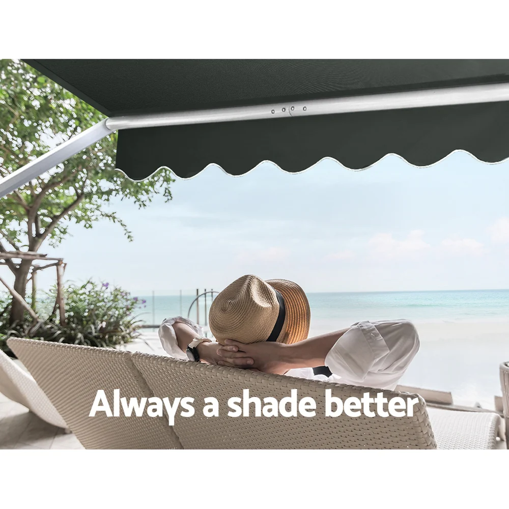 Instahut Window Fixed Pivot Arm Awning Outdoor Blinds Retractable Canopy3.1x2.1M - Nurns