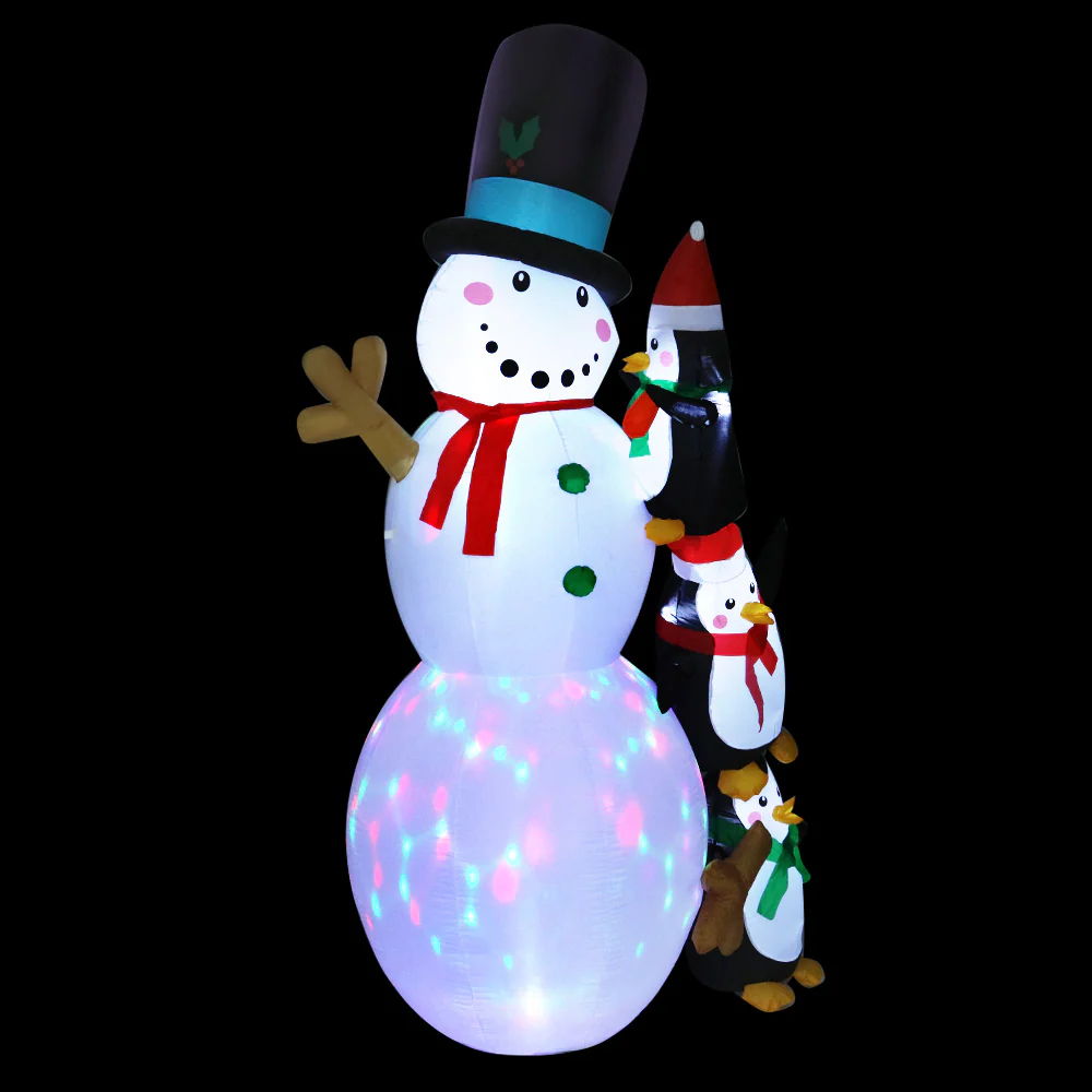 Snowman Christmas Inflatable Illuminated Xmas Decorations - 2.4M - Nurns