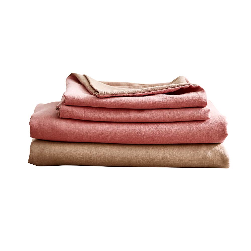 Double Cosy Club Cotton Bed Sheets Set Pink Brown Cover - Nurns