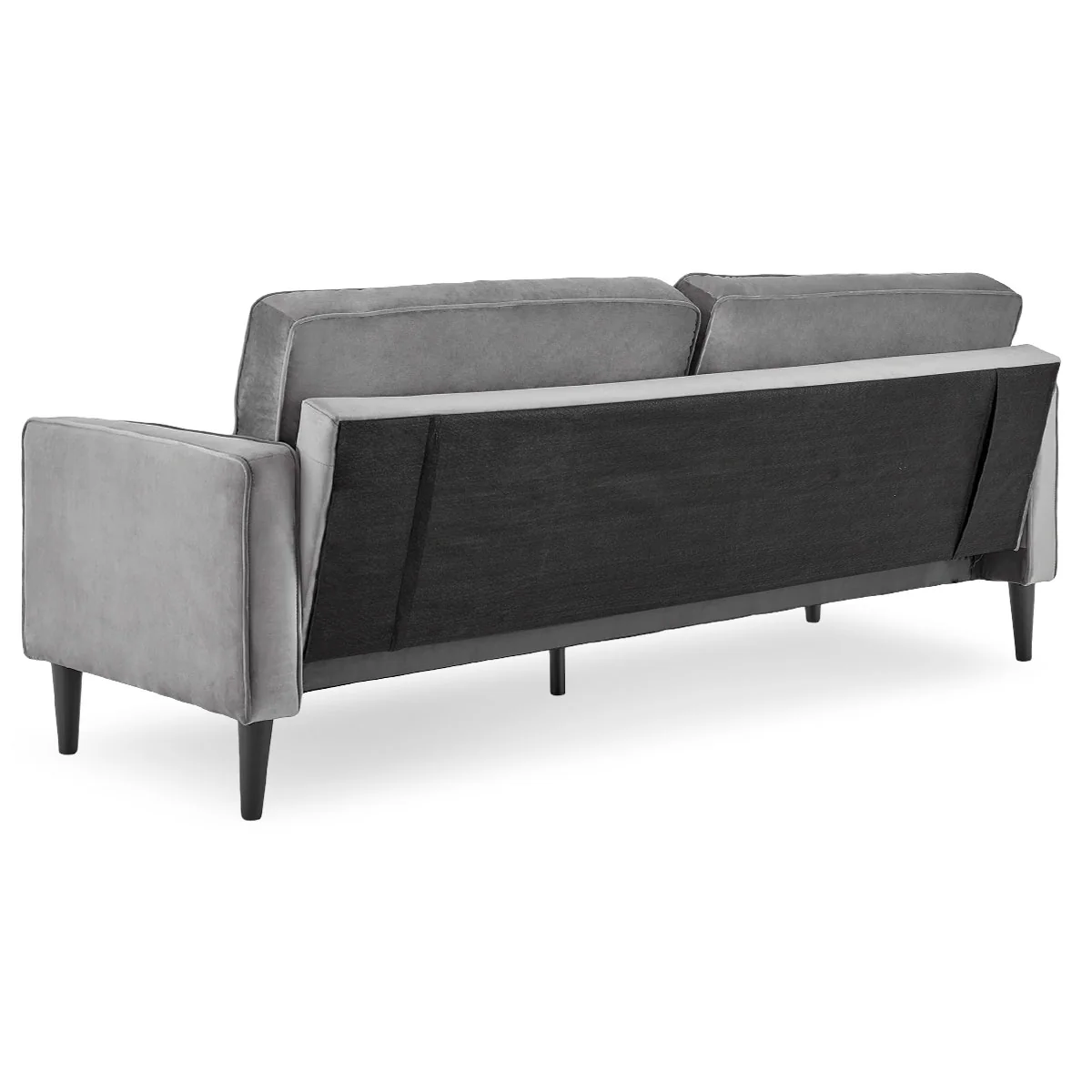 Melody 2-Seater Faux Velvet Suite Sofa Bed Lounge - Grey - Nurns