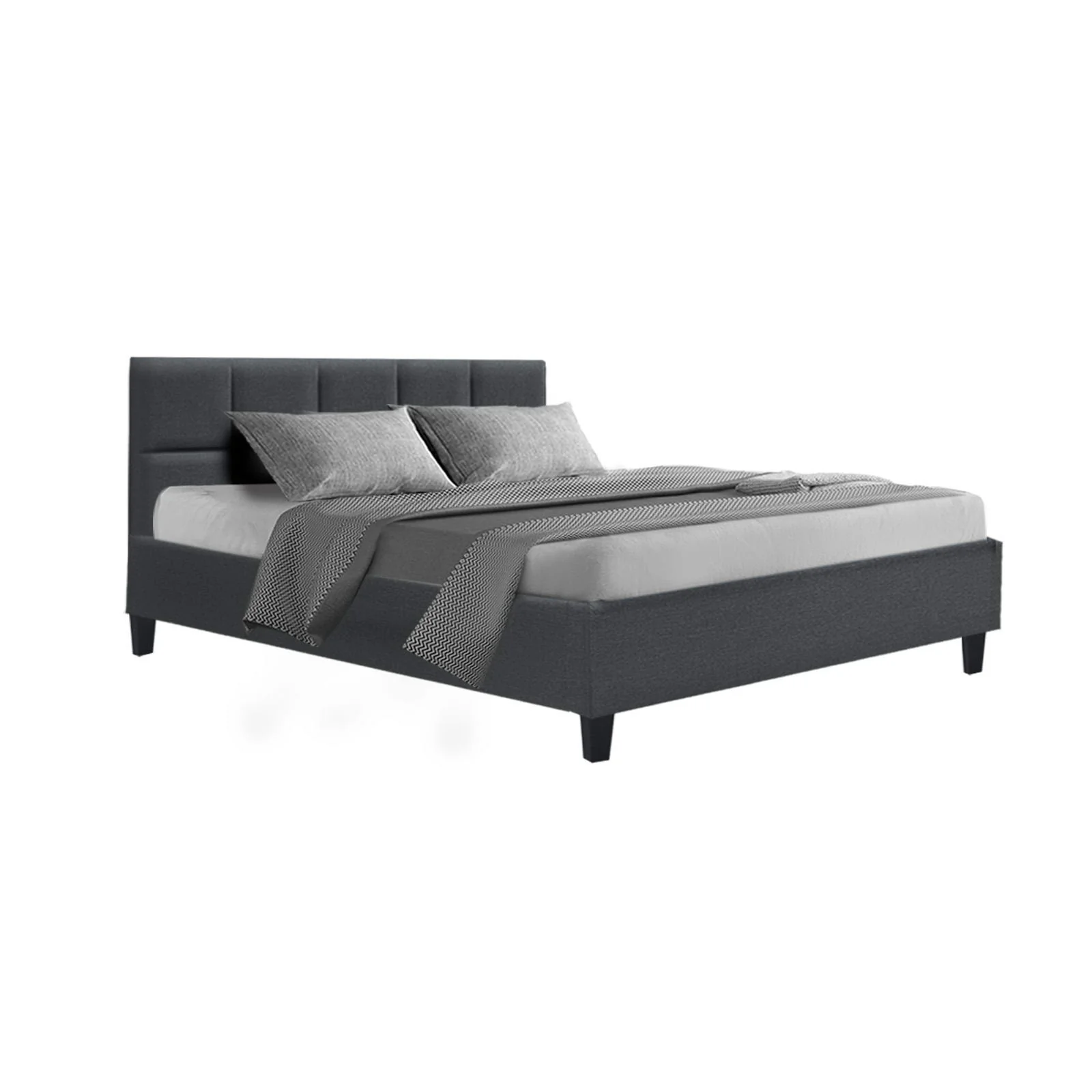 Berlin Bed Frame Fabric - Charcoal Queen - Nurns